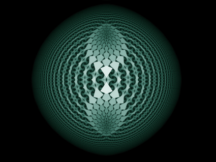 A still from Paul Prudence's real-time generative video feedback system Talysis 2; from http://www.transphormetic.com/.