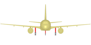 Model of A320 in ADAMS package, frontal view