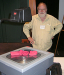 Jim Yorke with one of the Red Sock Awards; photograph by Bernd Krauskopf