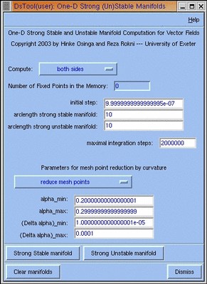 Screenshot of the SSMan1D extension module in DsTool
